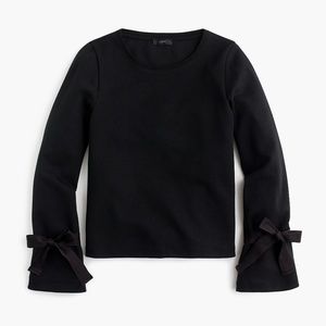 J. Crew Tops - NWT J. Crew Women's Tie Sleeve Sweatshirt - Black J. Crew Tops - NWT J. Crew Women's Tie Sleeve Sweatshirt - Black